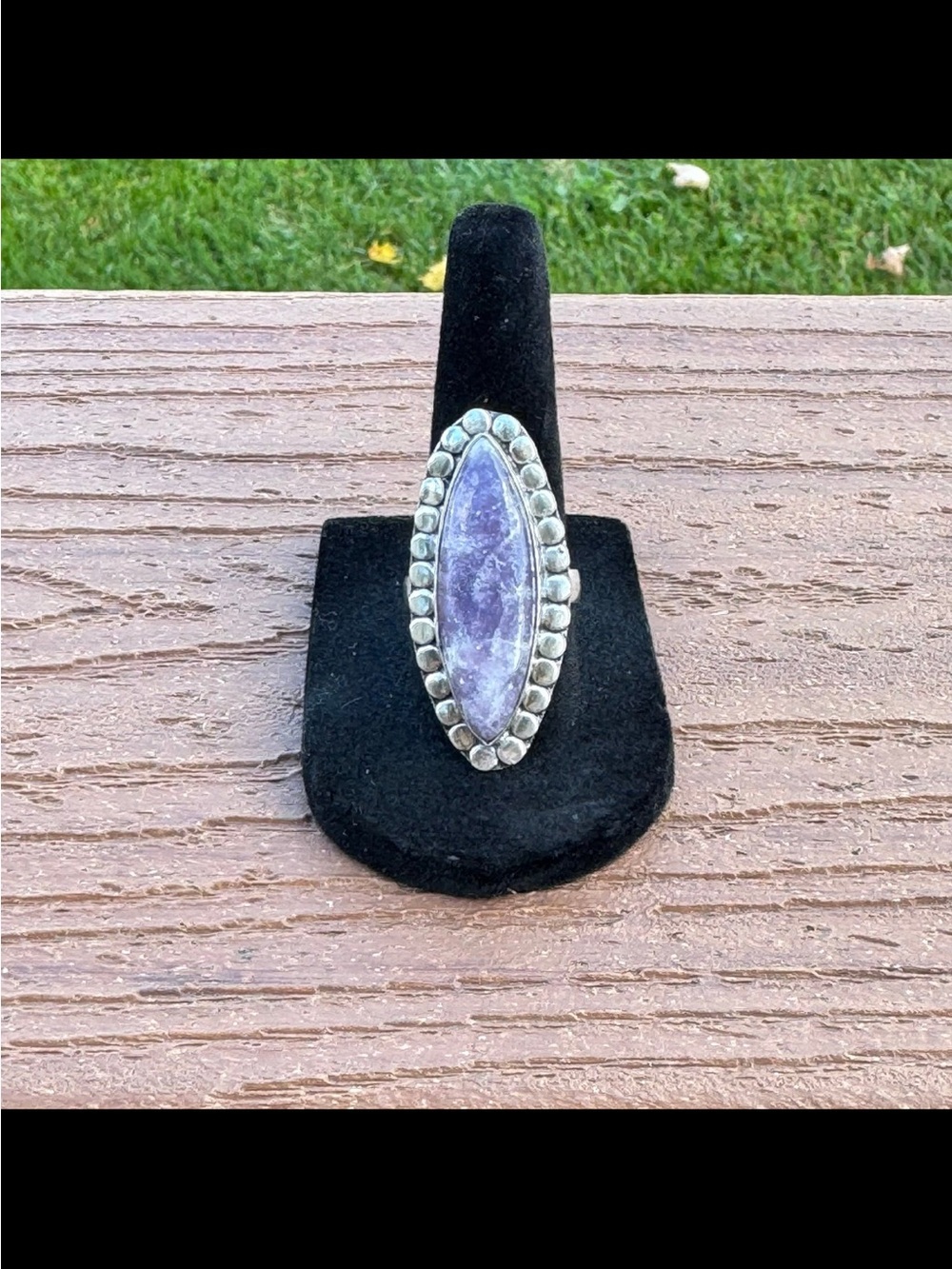 Sterling Silver Artisan Statement Ring with Large Purple Stone, Size 8